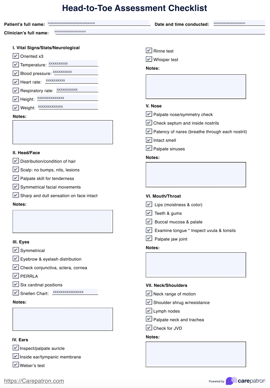 head to toe assessment cheat sheet