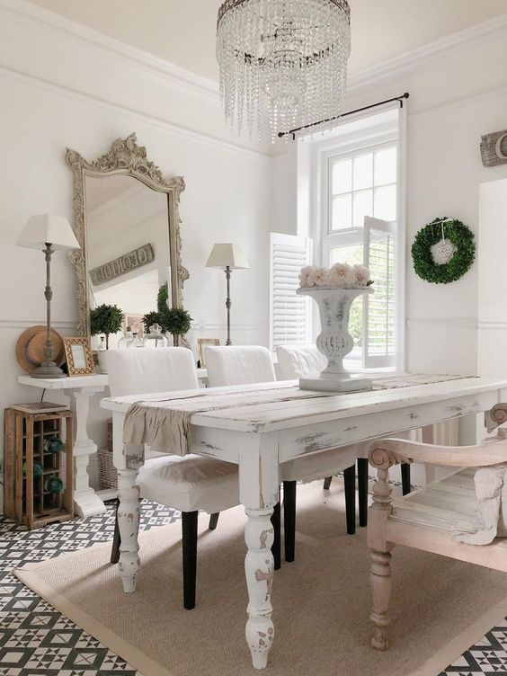 dining table and chairs shabby chic