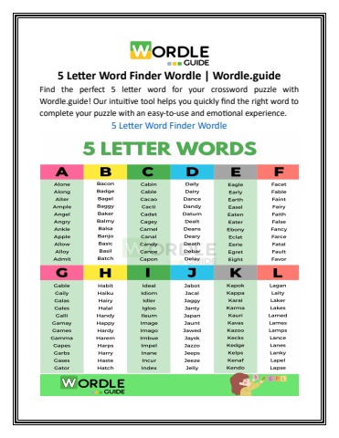 word finder 5 letters