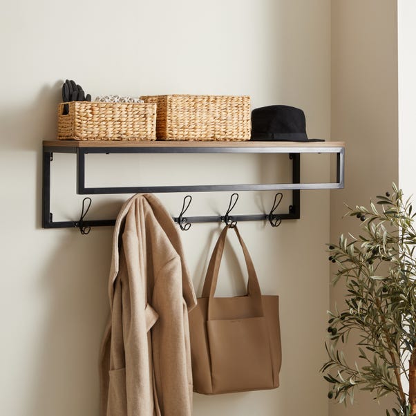 floating shelf with hooks