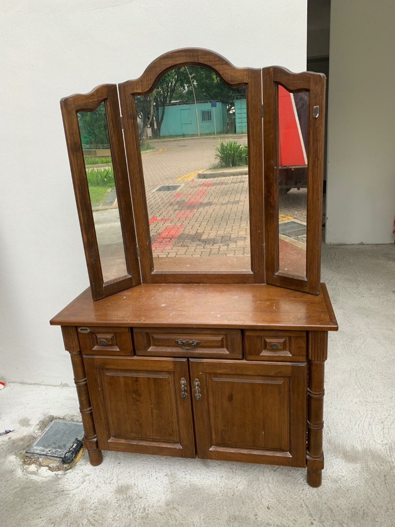 wooden dressing mirror