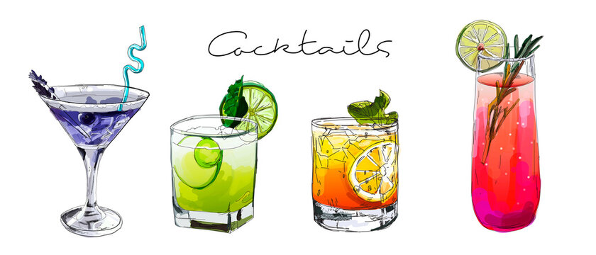 drawings of cocktails