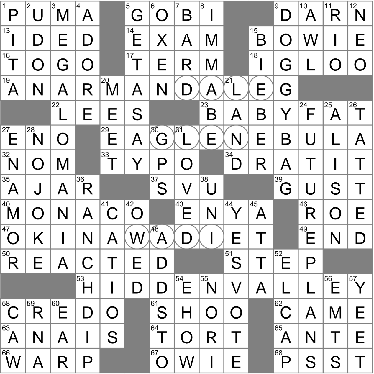 crossword clue starts