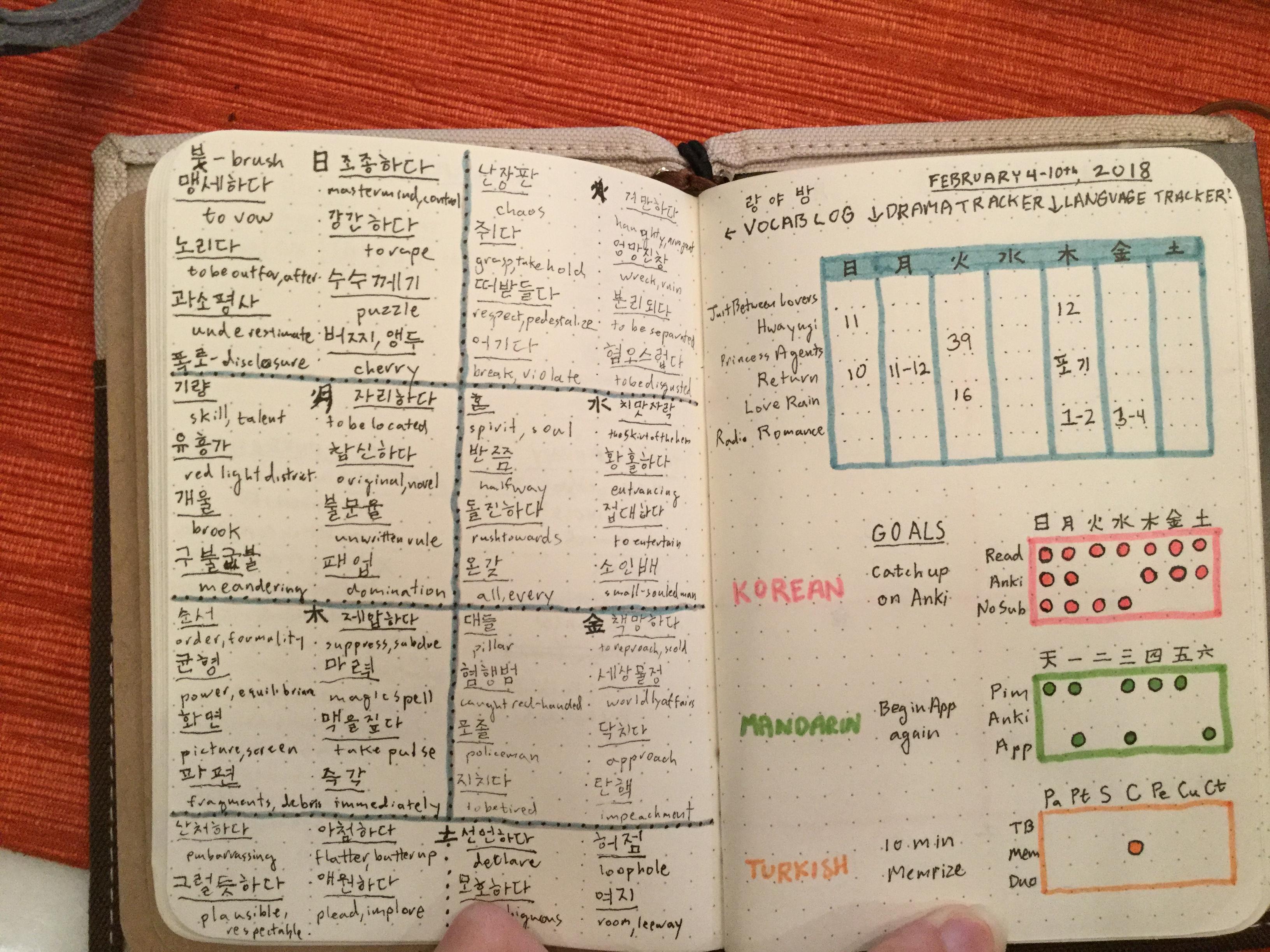 bullet journal for language learning