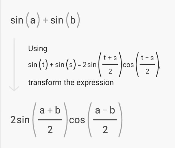 formula of sina sinb