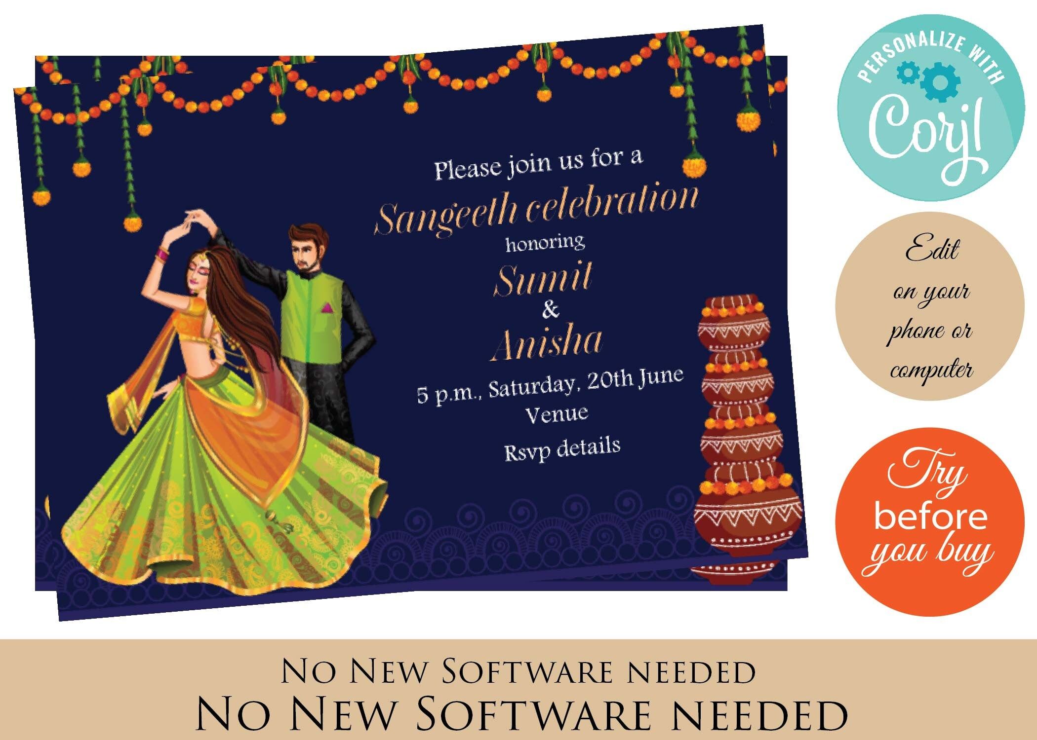sangeet invitation cards online free