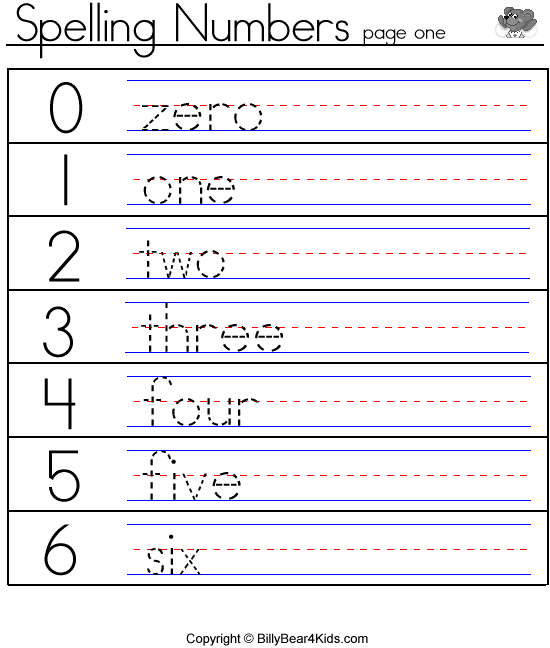 spelling numbers worksheet