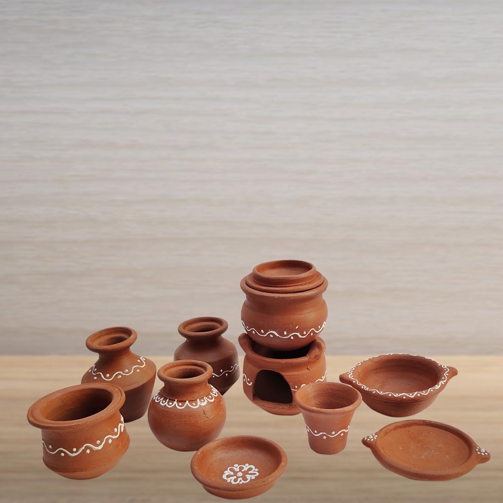 miniature clay kitchen set