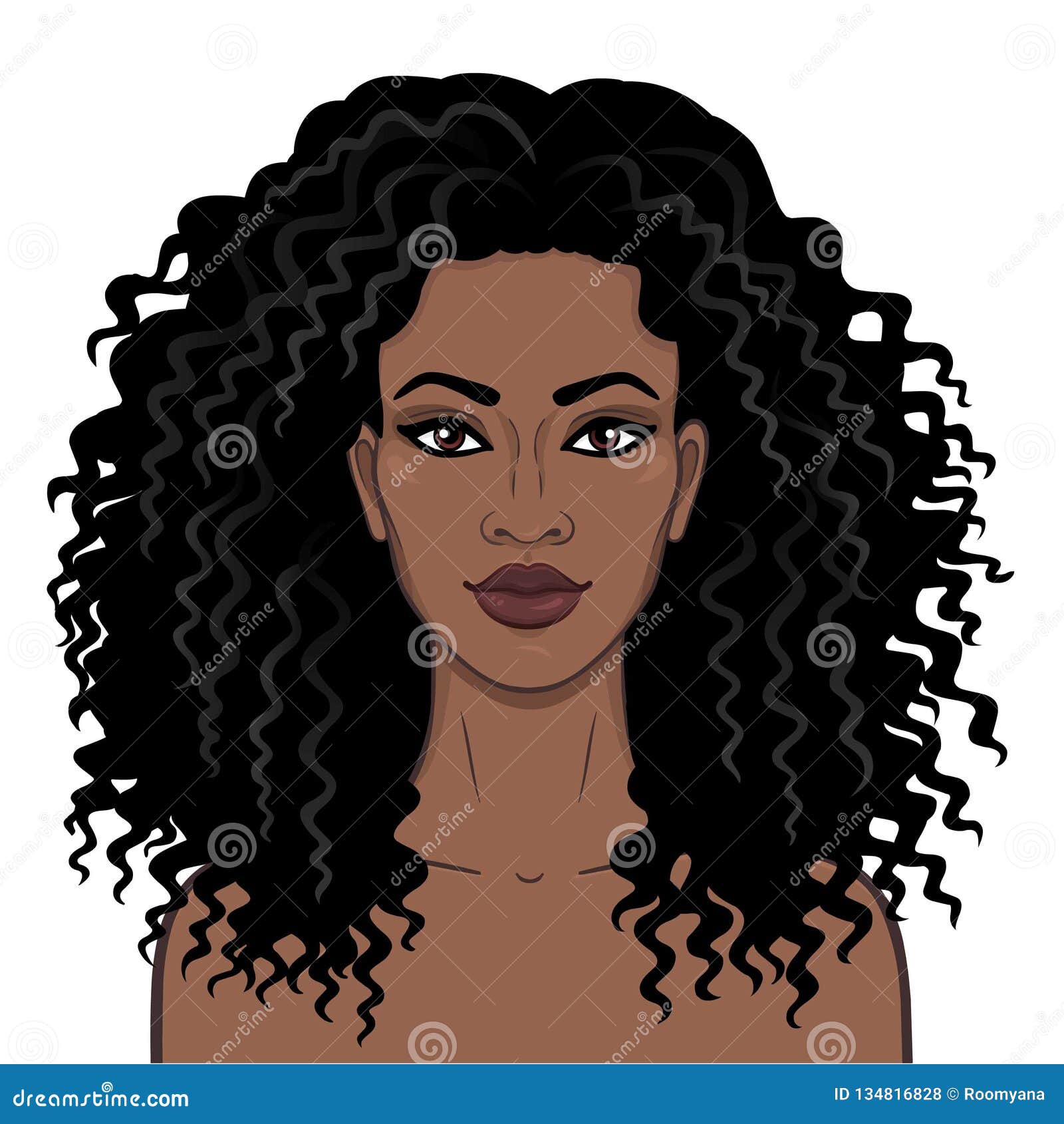 curly hair girl clipart