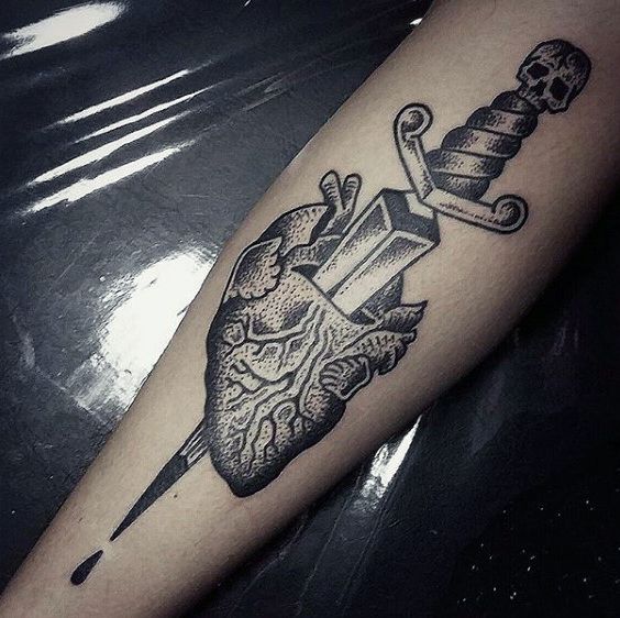 heart with a dagger tattoo