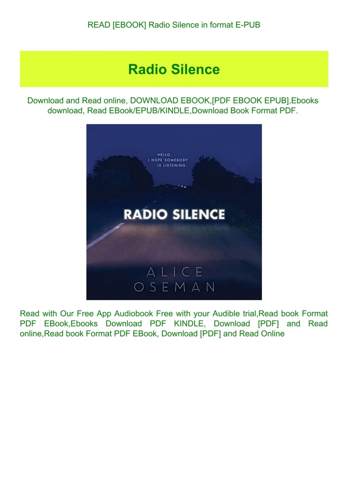 radio silence book pdf