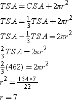 the total surface area of cylinder is 462