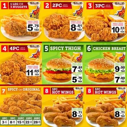 church chicken menu canada