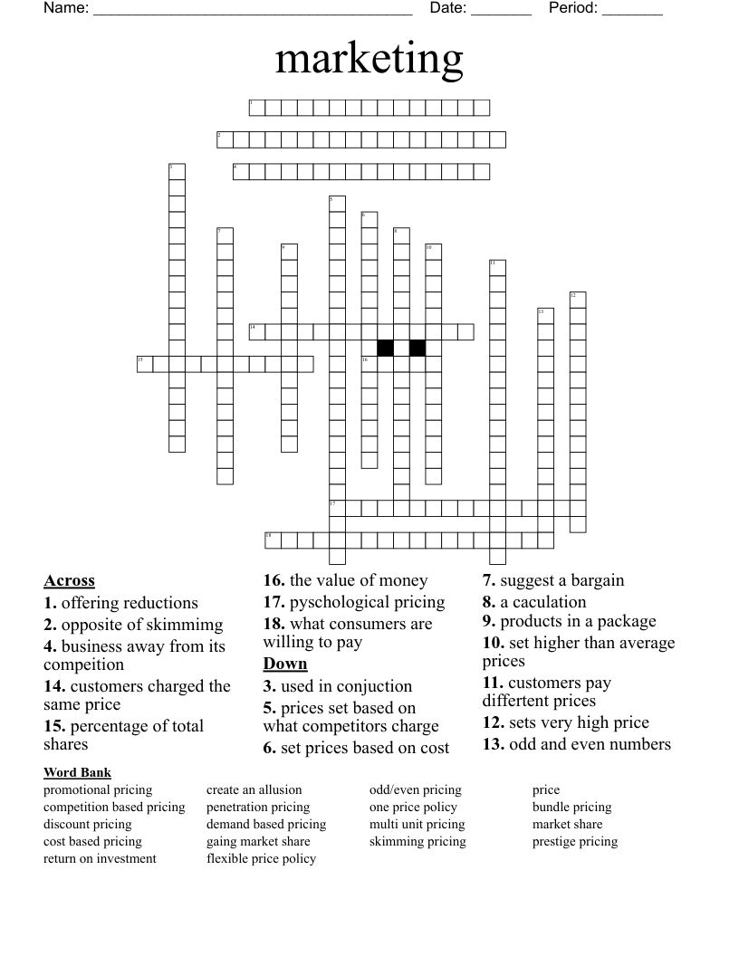 supermarket price discount crossword clue 7 letters