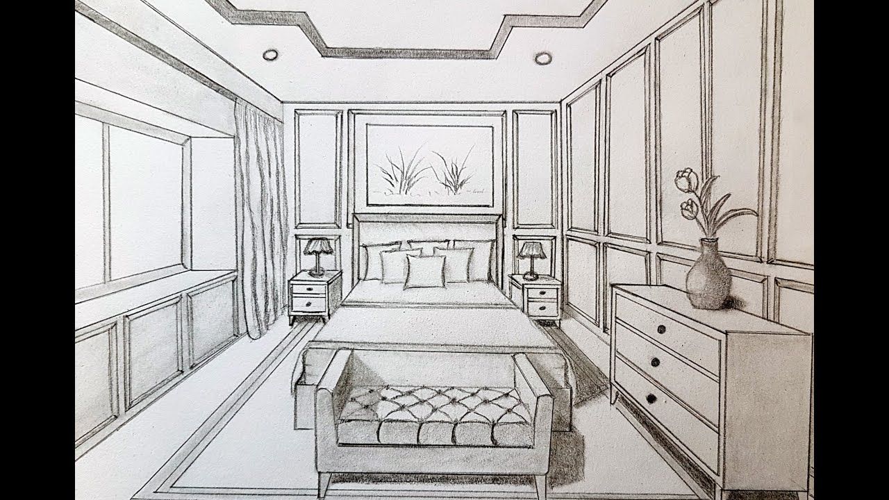 1 point perspective drawing room