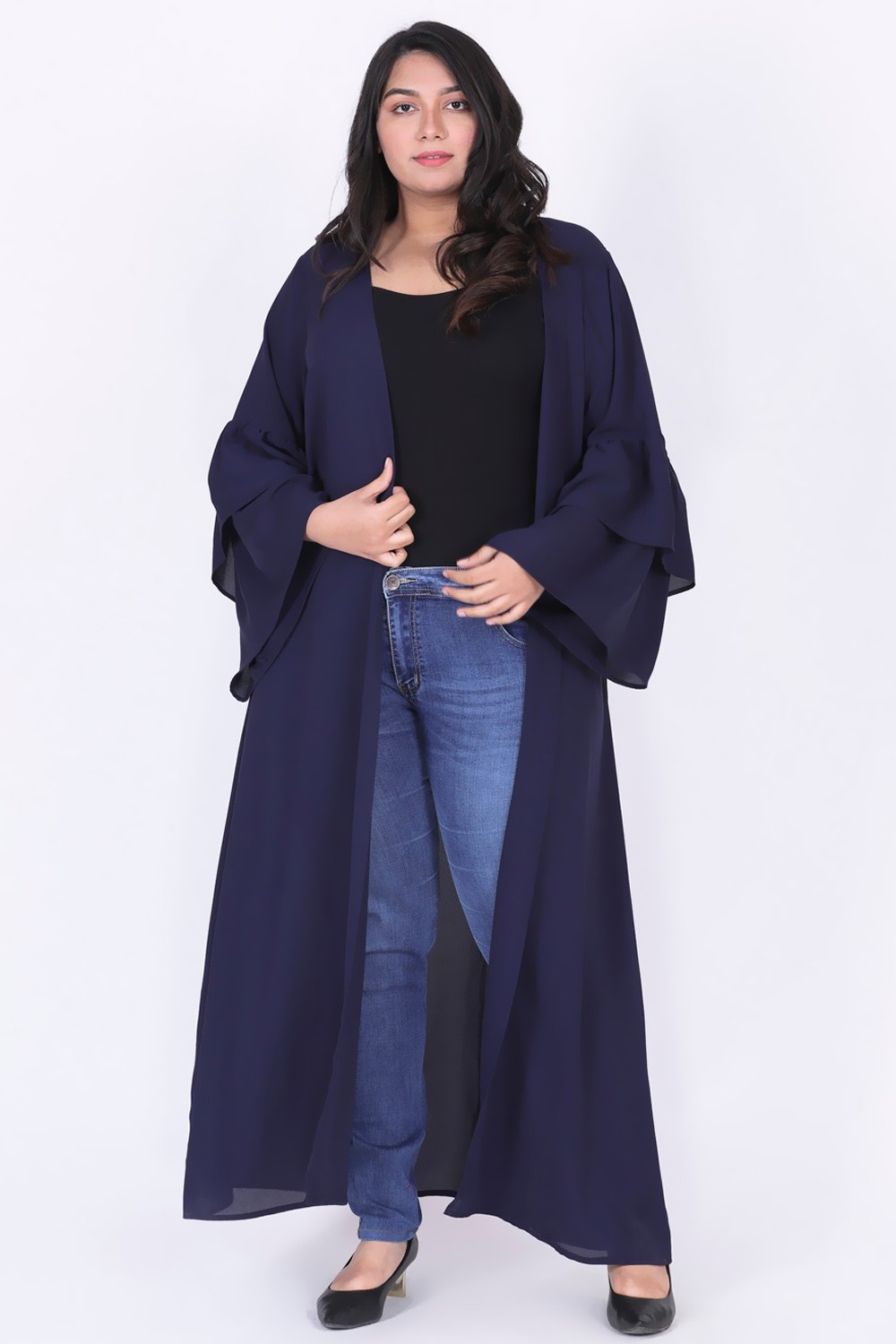 navy blue long shrug