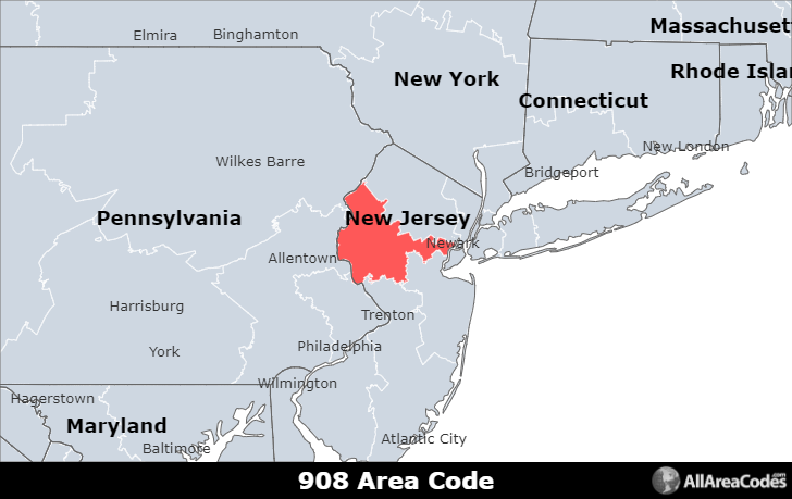 area code for 908