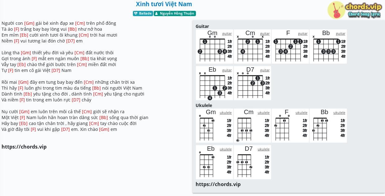 xinh tươi việt nam lyric