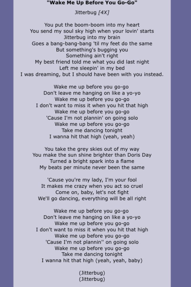 wake me up when you go go lyrics