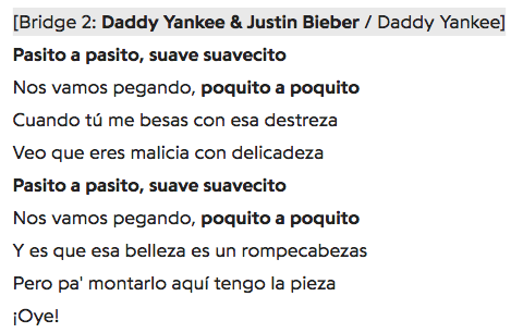 pasito song lyrics in english