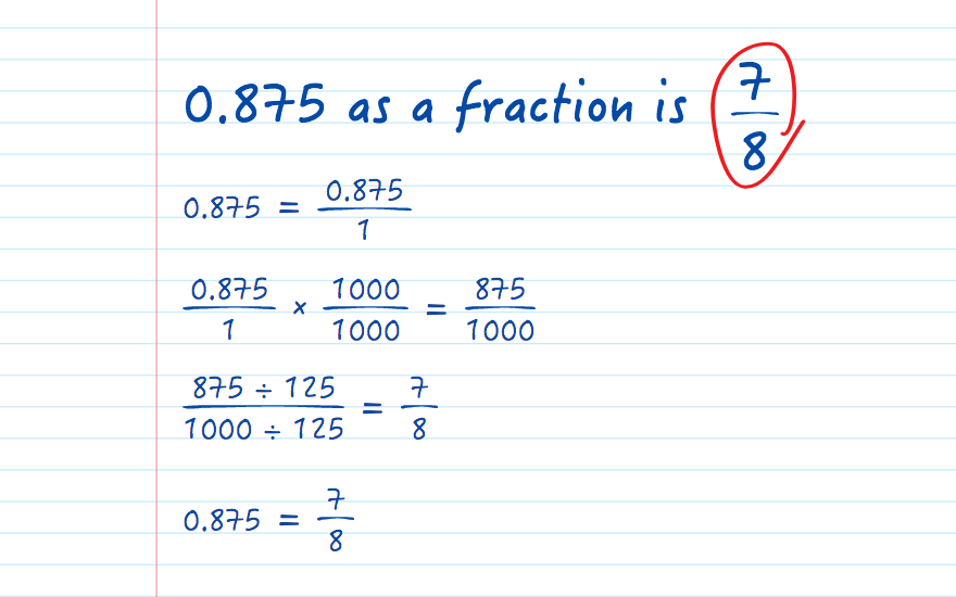 .875 in fraction