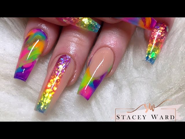 rainbow acrylic nails