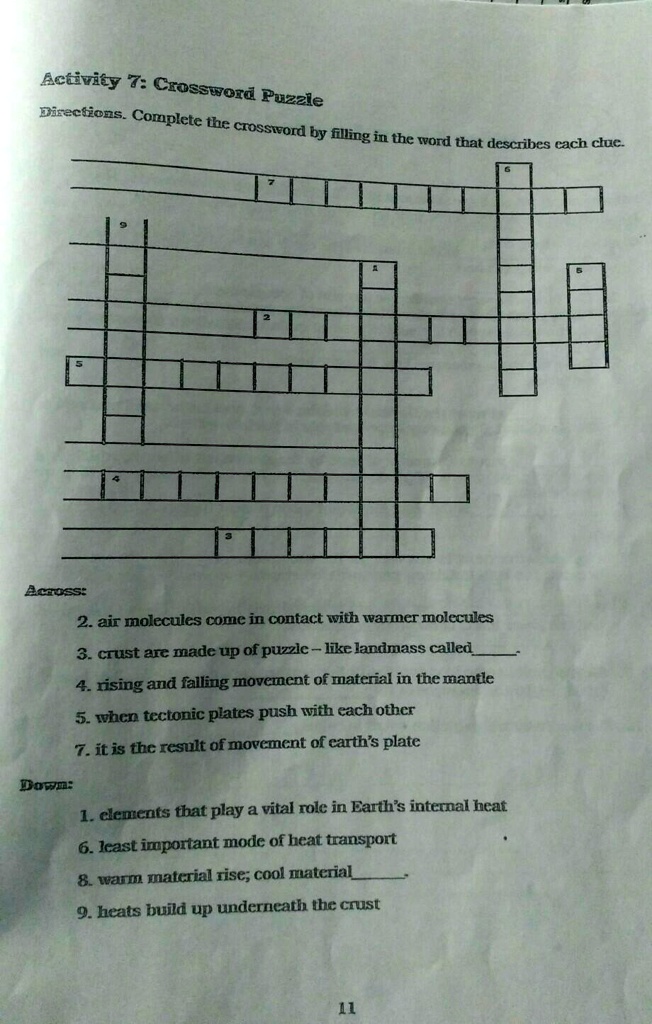 activity 7 crossword puzzle