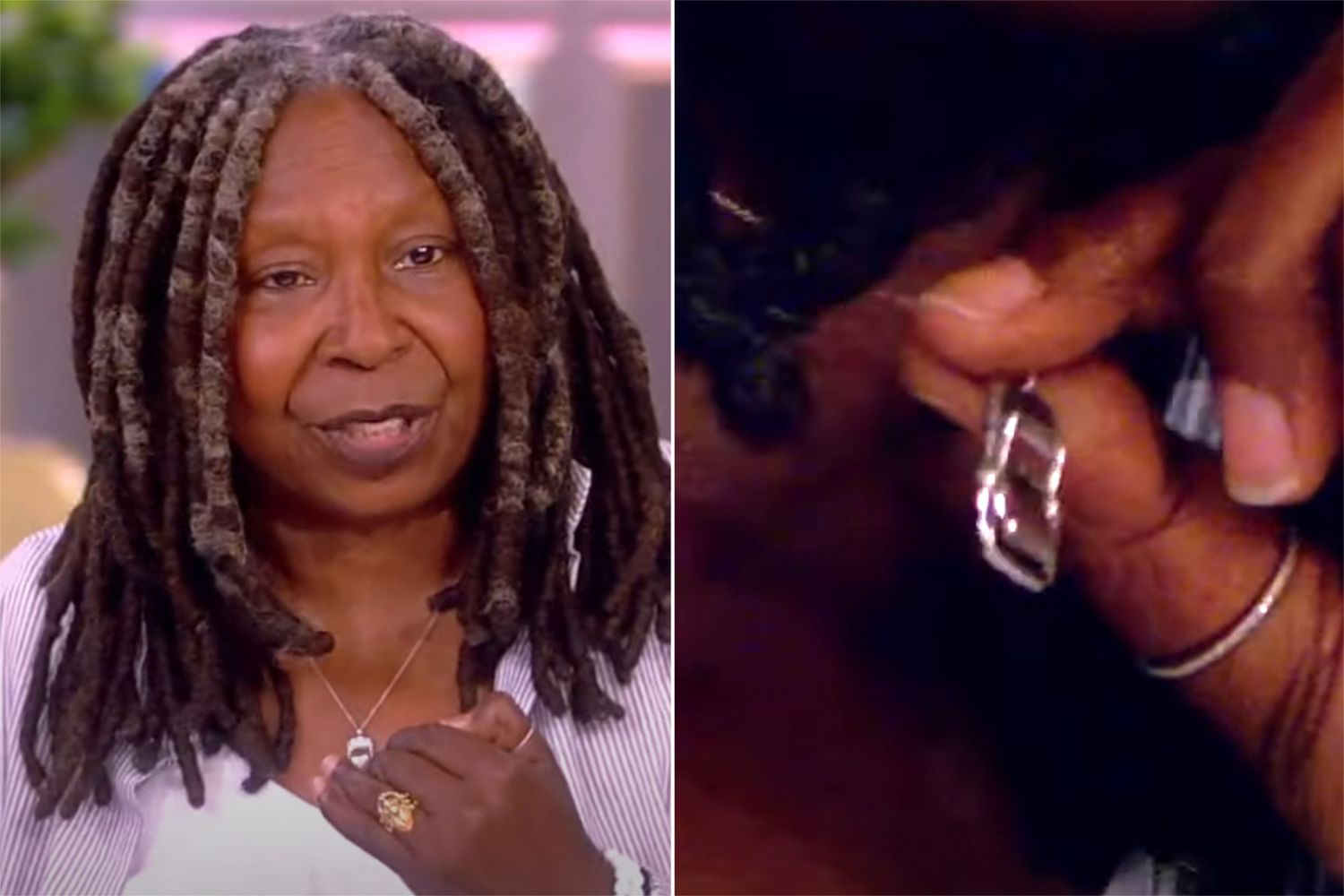 whoopi goldberg folding chair necklace