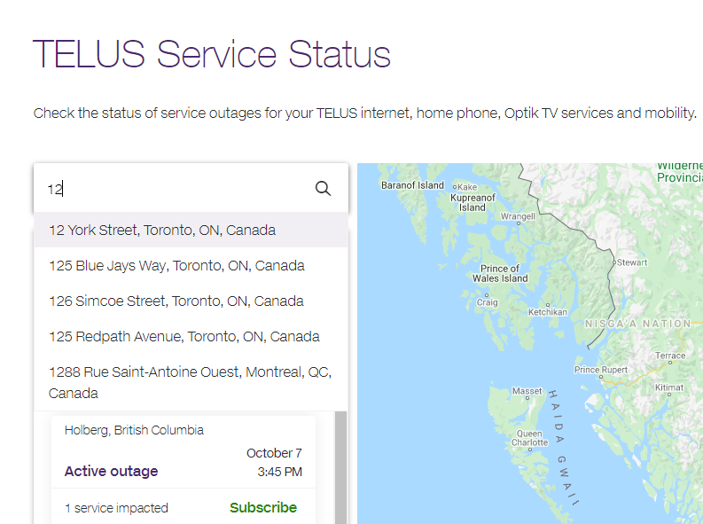 is telus internet down