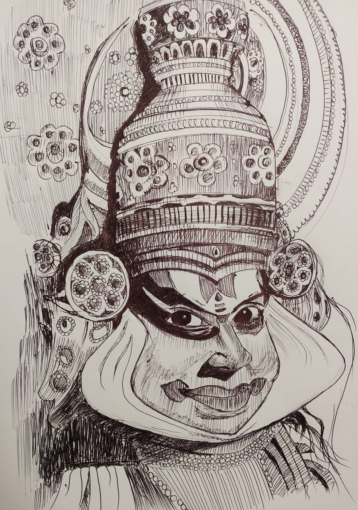 drawing kathakali face