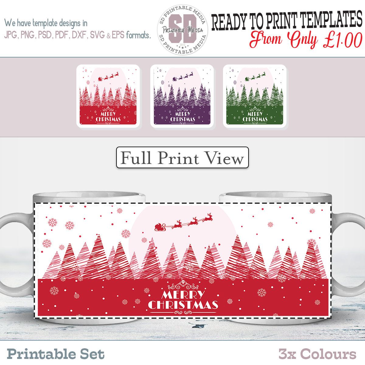 christmas mug design template