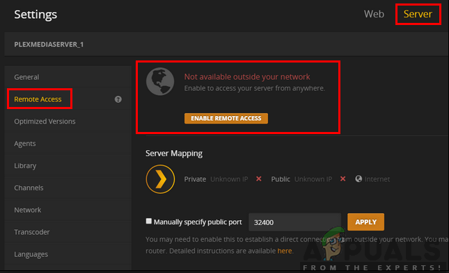 plex loses remote access