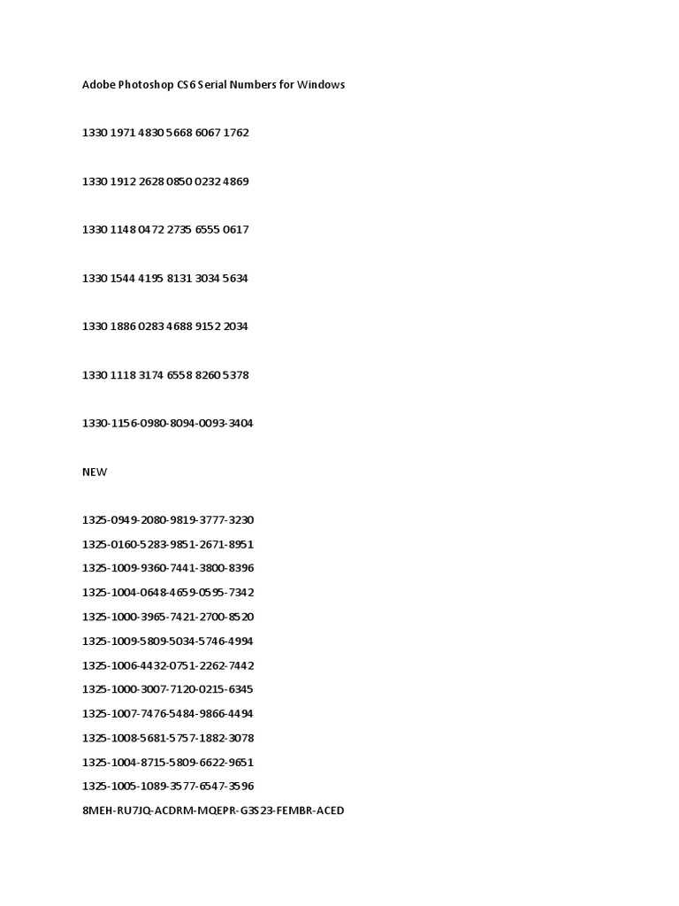 adobe photoshop cs6 серийный номер 2018