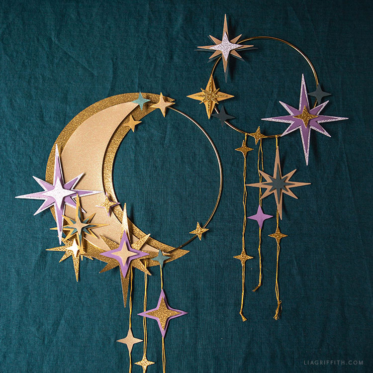 moon and stars wall hanging