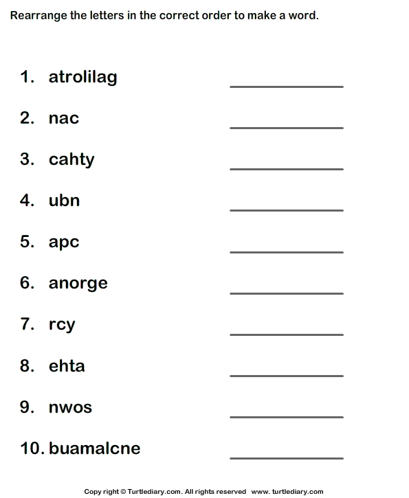 unscramble letters to make words