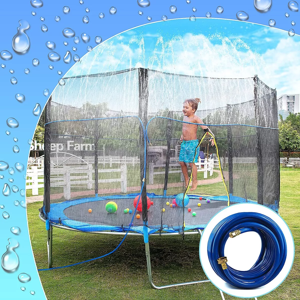 trampoline with sprinkler