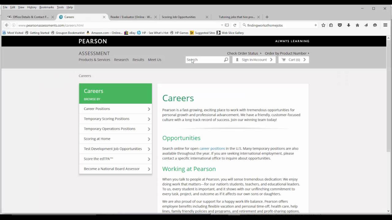 pearson test scorer job