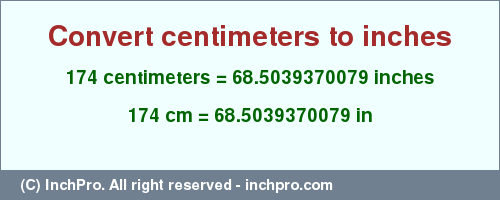 174cm to inches