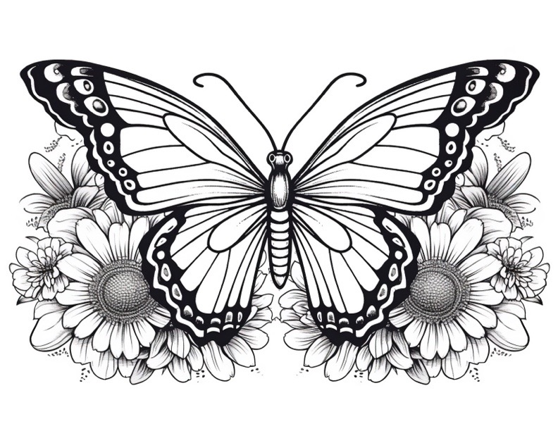 butterfly on a flower coloring pages