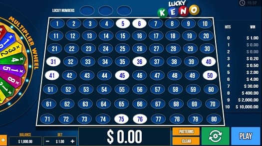 lucky keno numbers for today