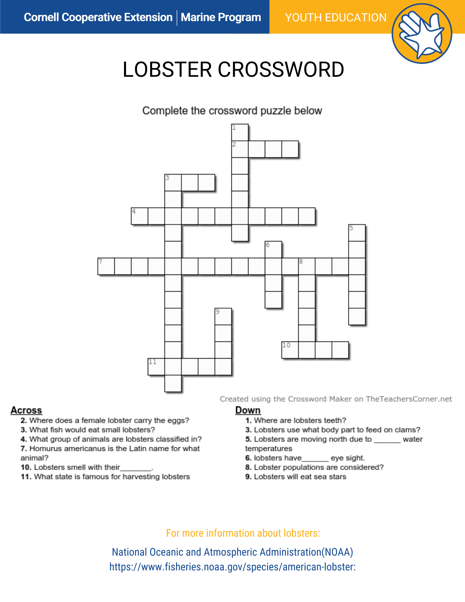 female lobster crossword clue