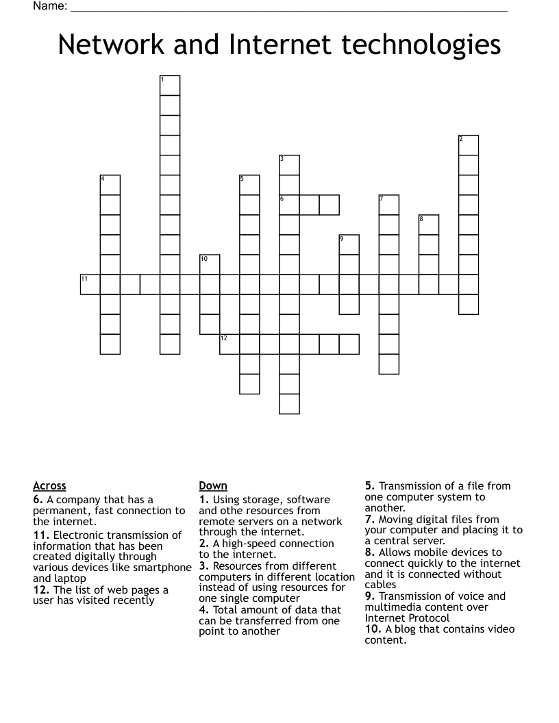 high speed internet connection crossword