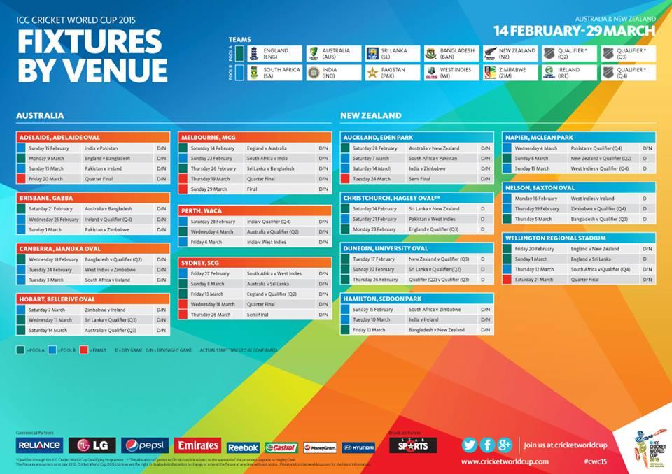 world cup 2015 time table