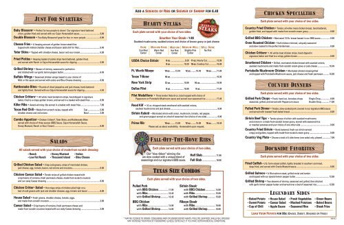 texas road roadhouse menu