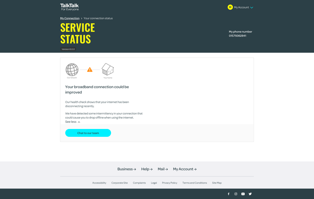 talk talk service status