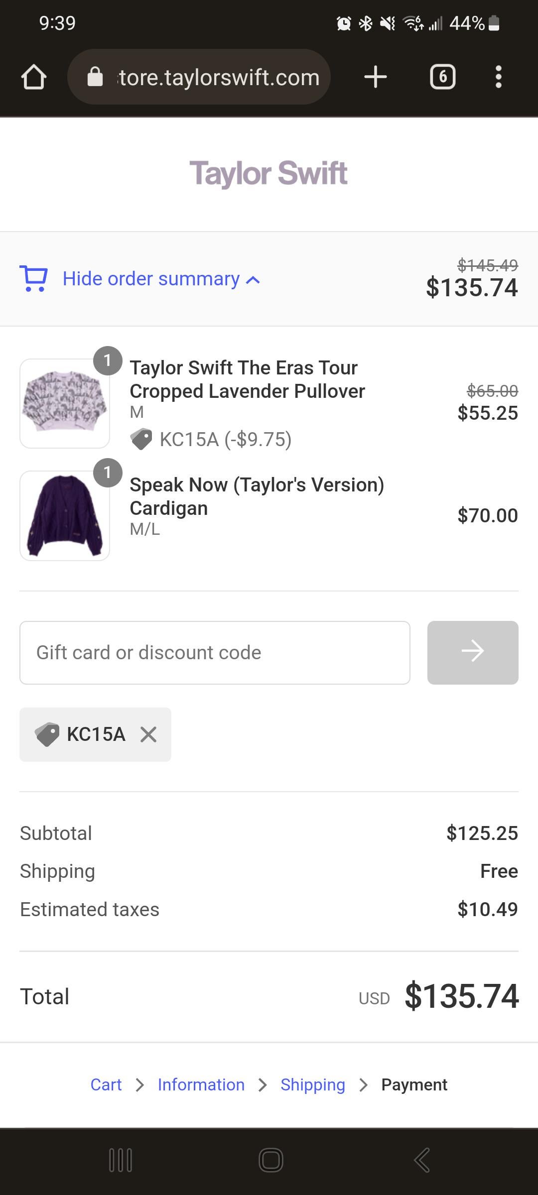 taylor swift store coupon