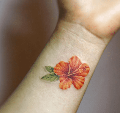 hibiscus wrist tattoo