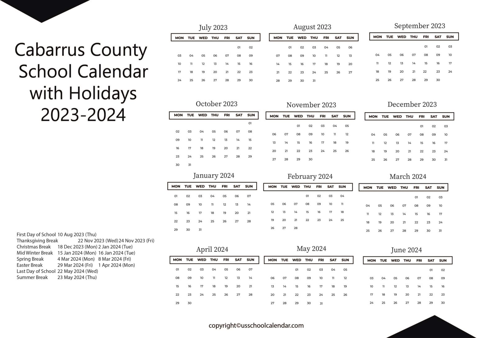 cabarrus county school calendar 2023-24