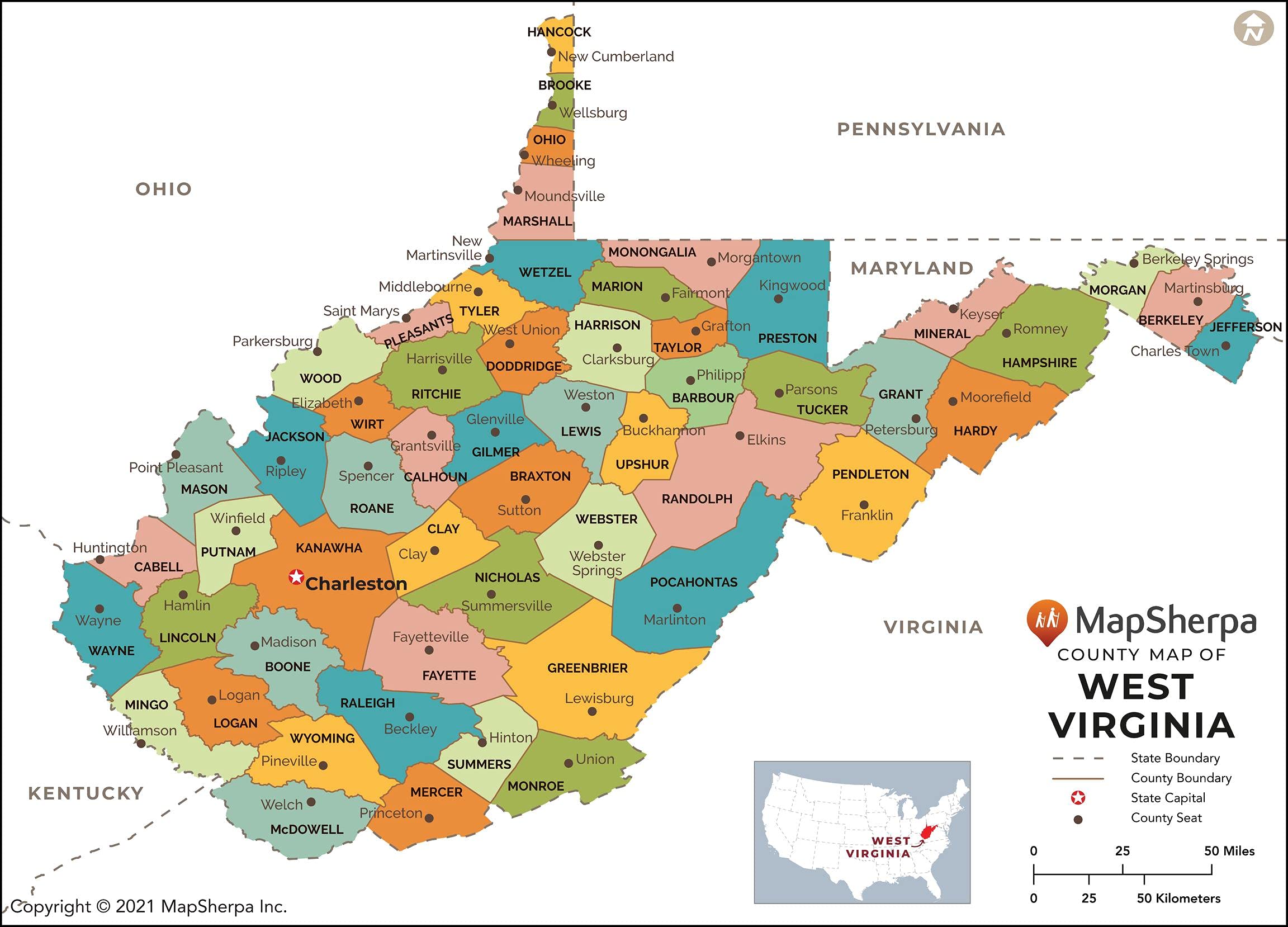 mapa del estado de virginia