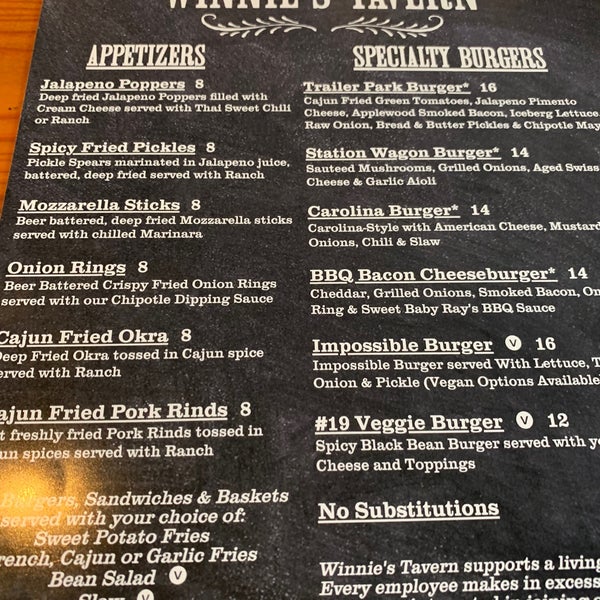 winnies wilmington nc menu